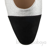 Silver Metallic Cap Toe Slingback