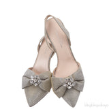 Oscar dela Renta Silver Gold Bow Slingback Heels