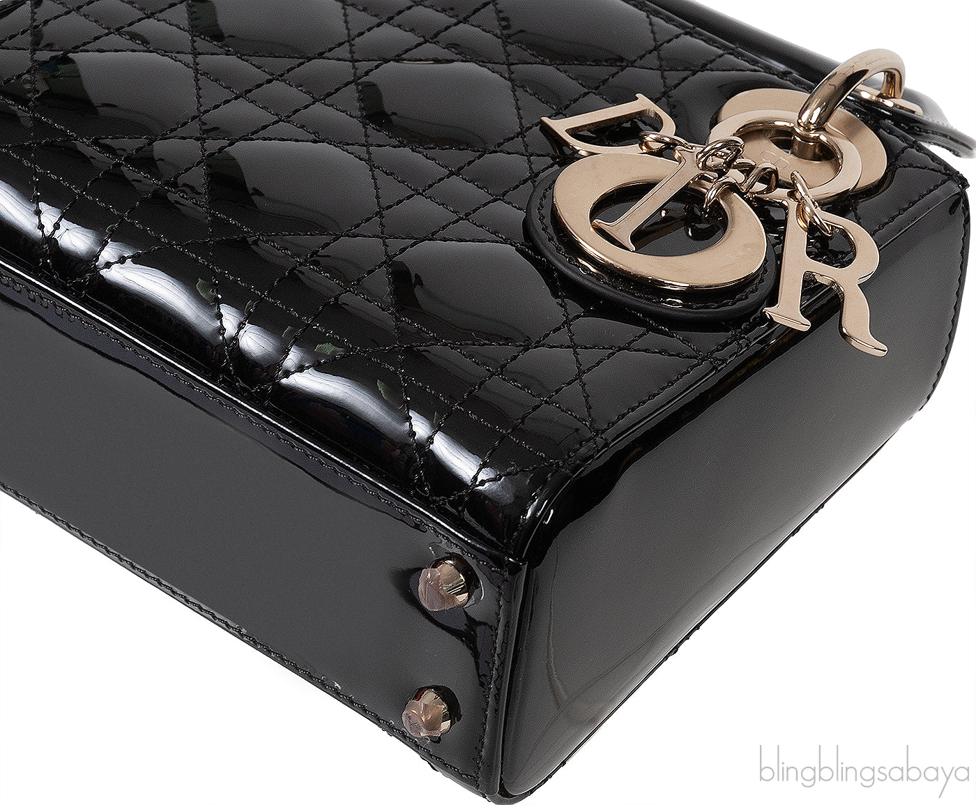 Lady Dior Mini Black Patent Quilted Leather GHW