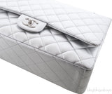 Metallic Silver Quilted Maxi Flap Bag