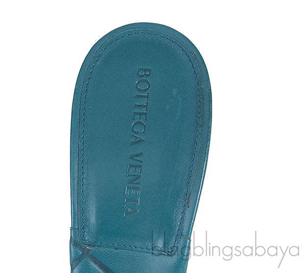Bottega Veneta Blue Green Rubber Lido Mules 38