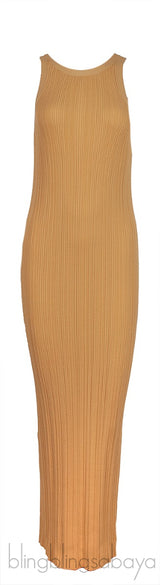 Yellow Seamless Ribbed Tank Dress
