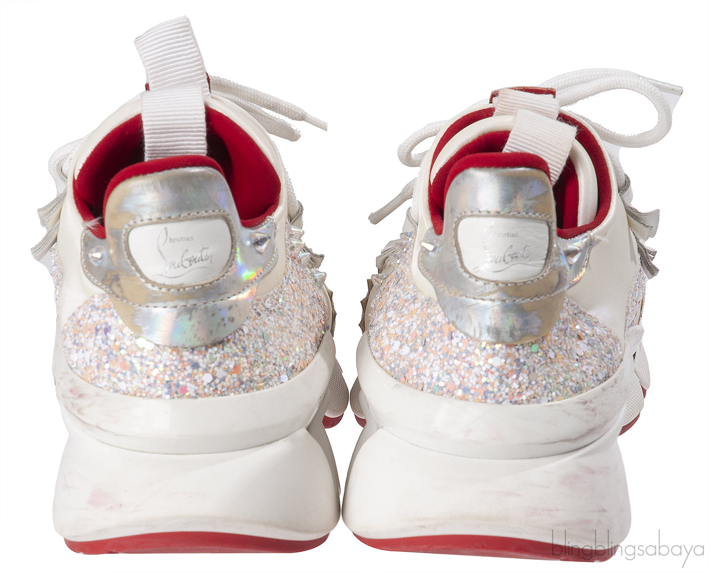 Christian Louboutin White Glitter Donna Sneakers
