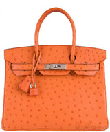 Birkin 30 Tangerine Ostrich PHW