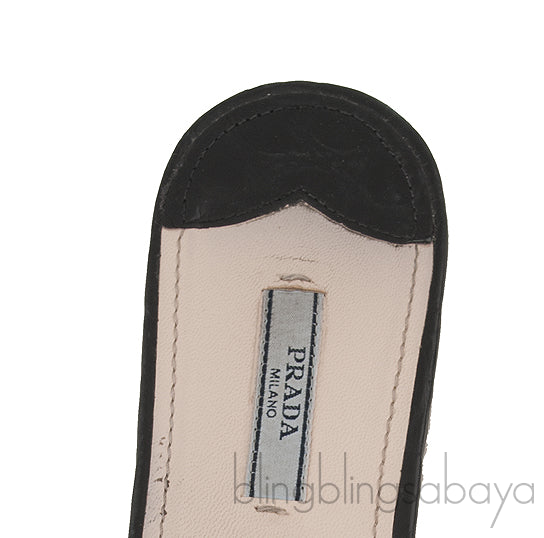 Black Crocodile Print Open Toe Slide