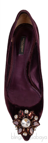 Dark Purple Velvet Mini Kitten Heels