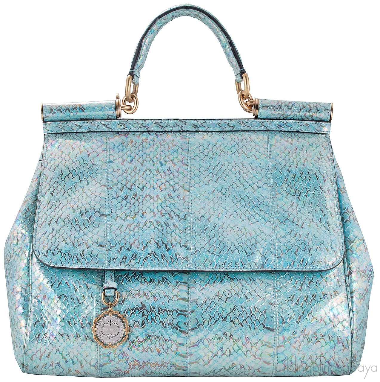 Miss Sicily Blue Watersnake Flap Bag