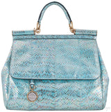 Miss Sicily Blue Watersnake Flap Bag