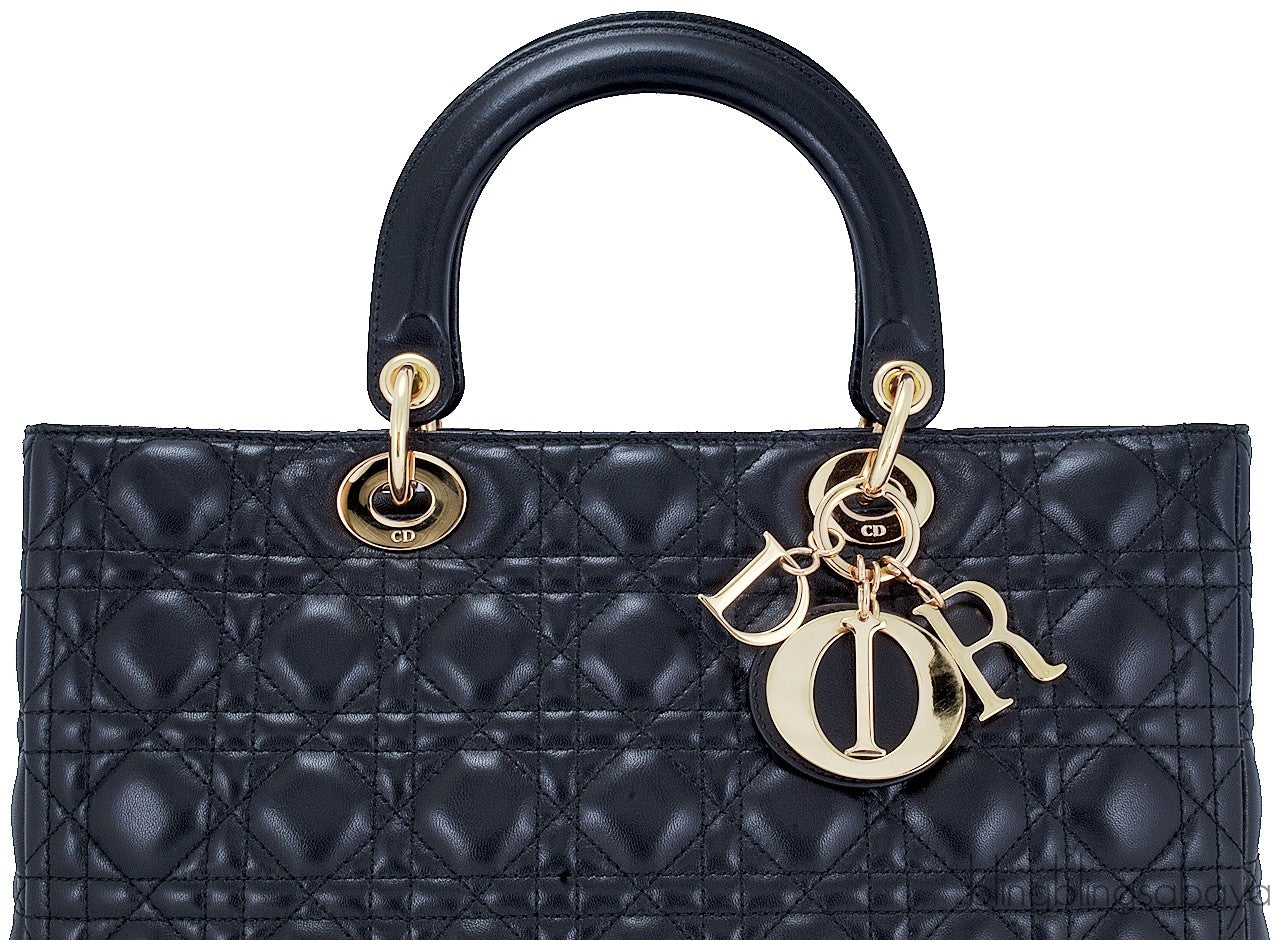 Lady Dior Large Black Quilted Bag