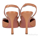 Gold Begum Crystal-embellished Satin Slingback Pump