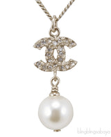 CC Crystal Logo & Pearl Necklace