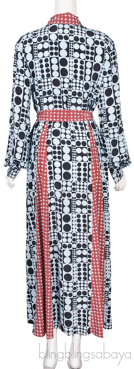 Polka Tie Neck Godet Dress