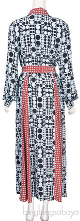 Polka Tie Neck Godet Dress
