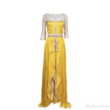 Jalabiya Kaftan Yellow Lace Dress