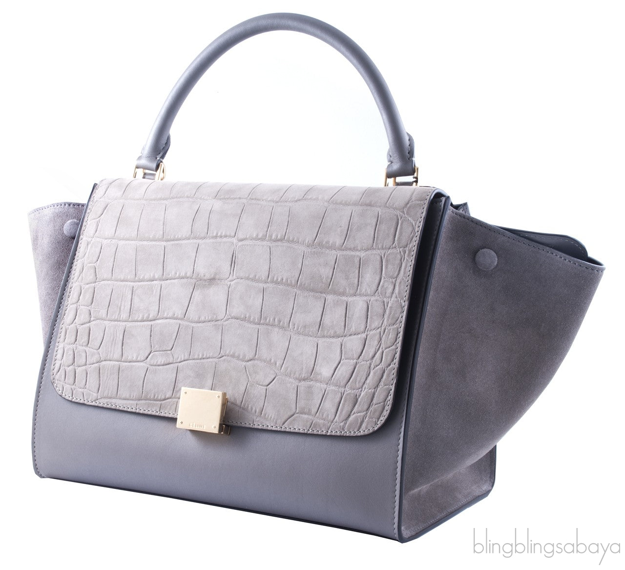 Trapeze Luggage Grey Croco Print