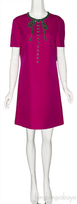 Crystal Emb. Bow Neckline Dress