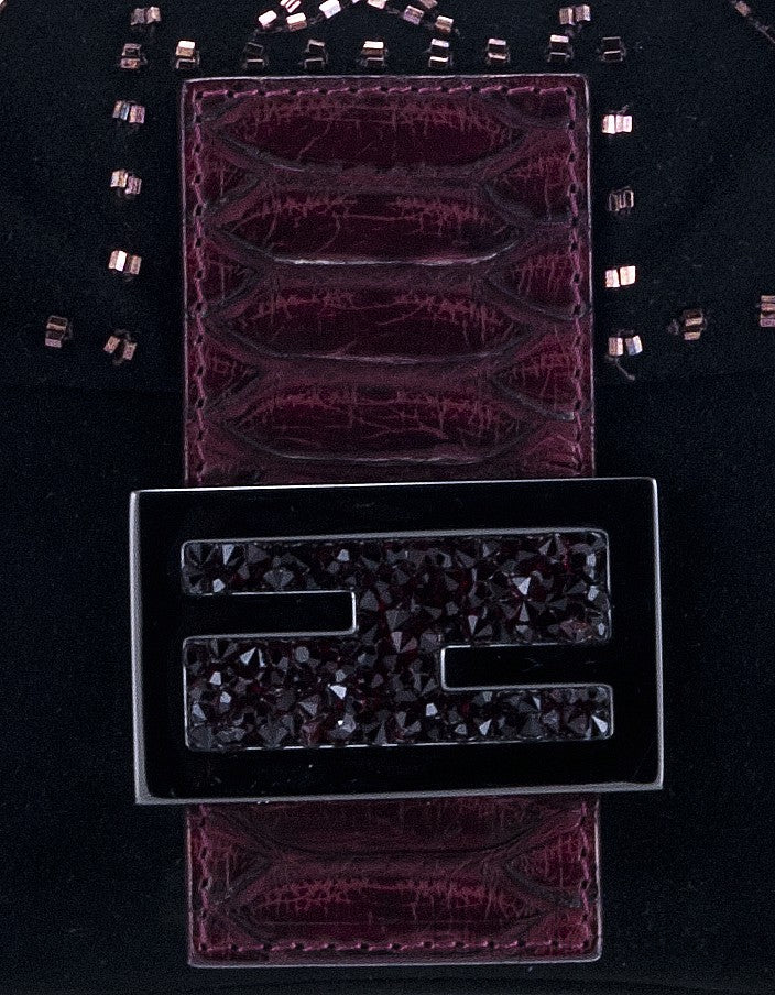 Black Beads Embroidered Baguette