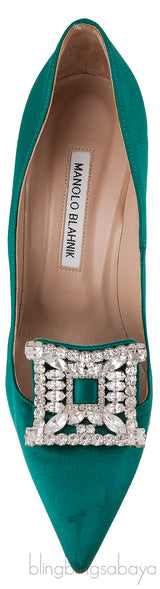 Borlak Emerald Green Satin Heels