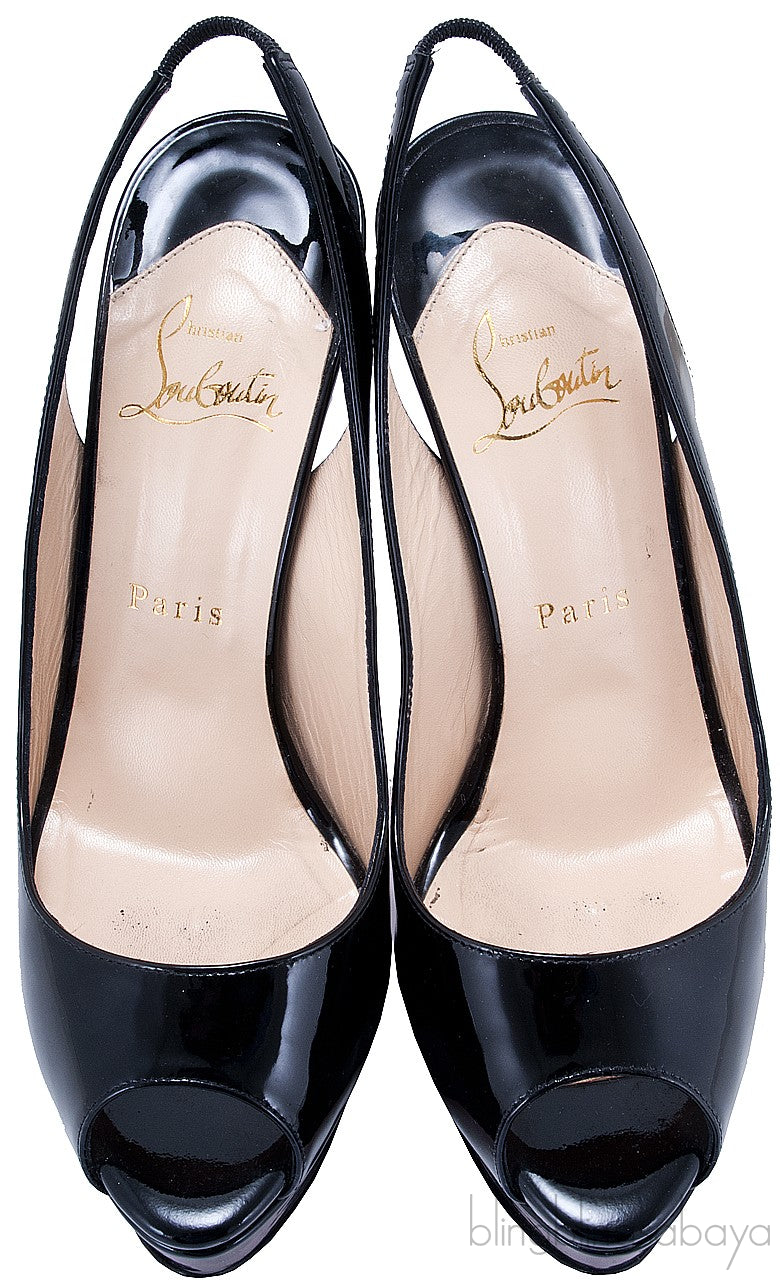 Lady Peep Sling Patent Pump