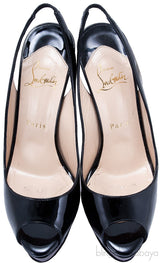 Lady Peep Sling Patent Pump