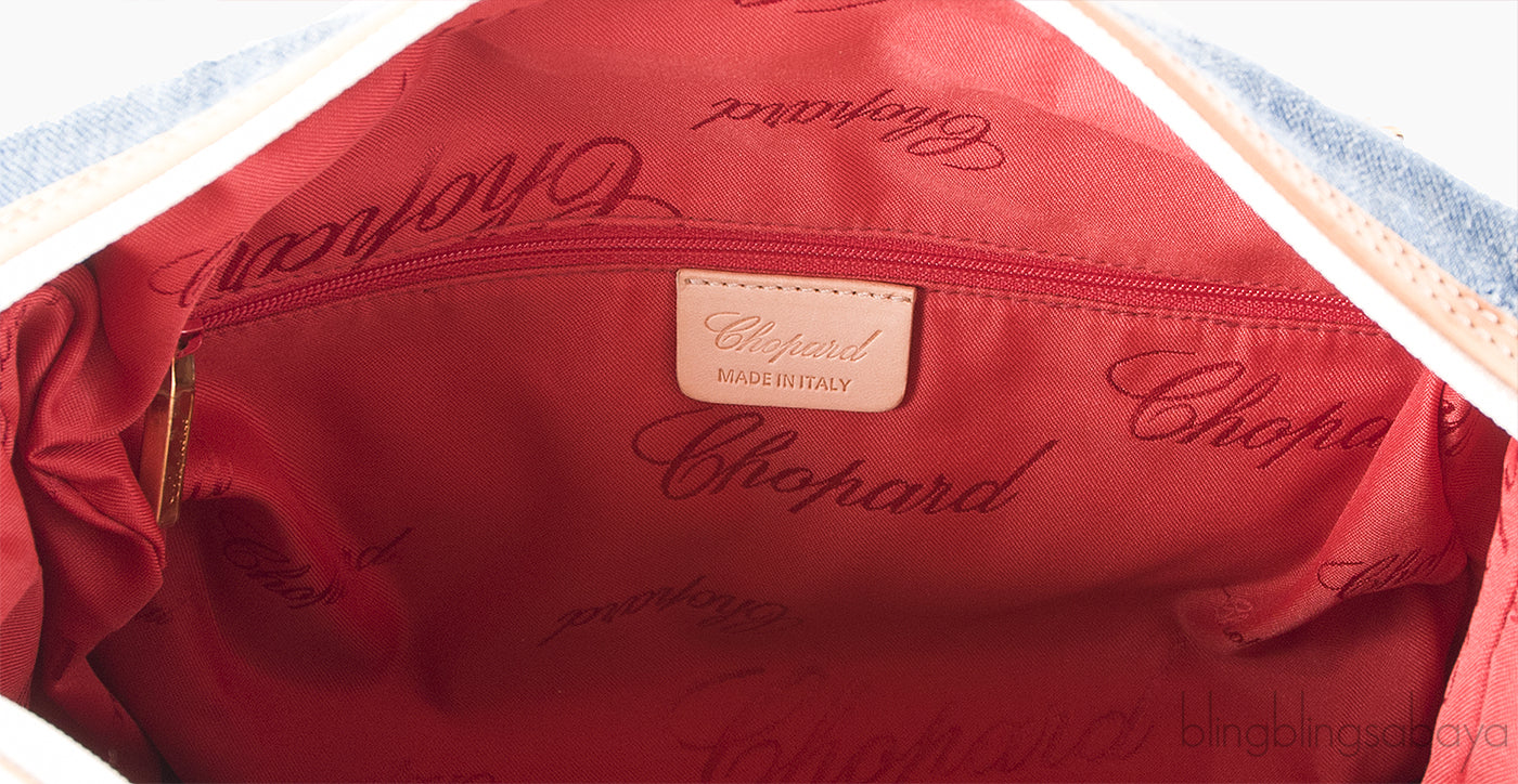 Chopard Blue Denim Distressed Logo Shoulder Bag