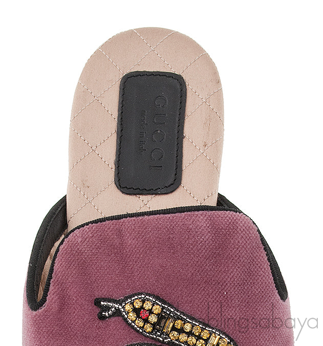 Pink Velvet Serpent Slipper