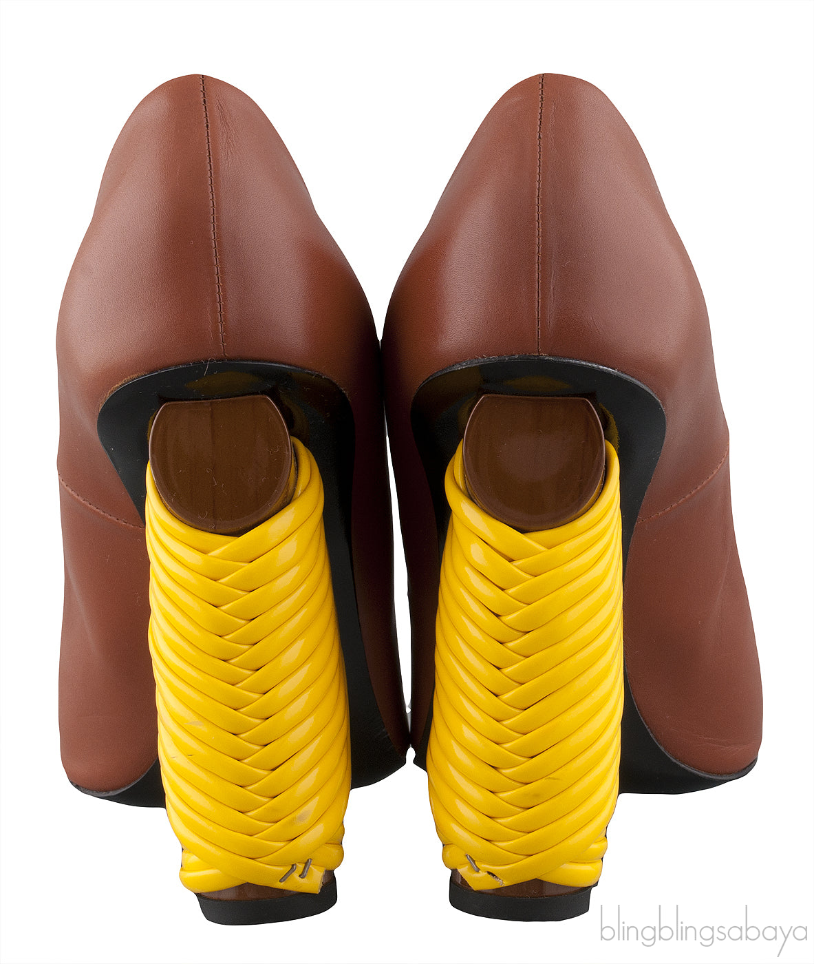 Brown Pointed Toe Braided Heels
