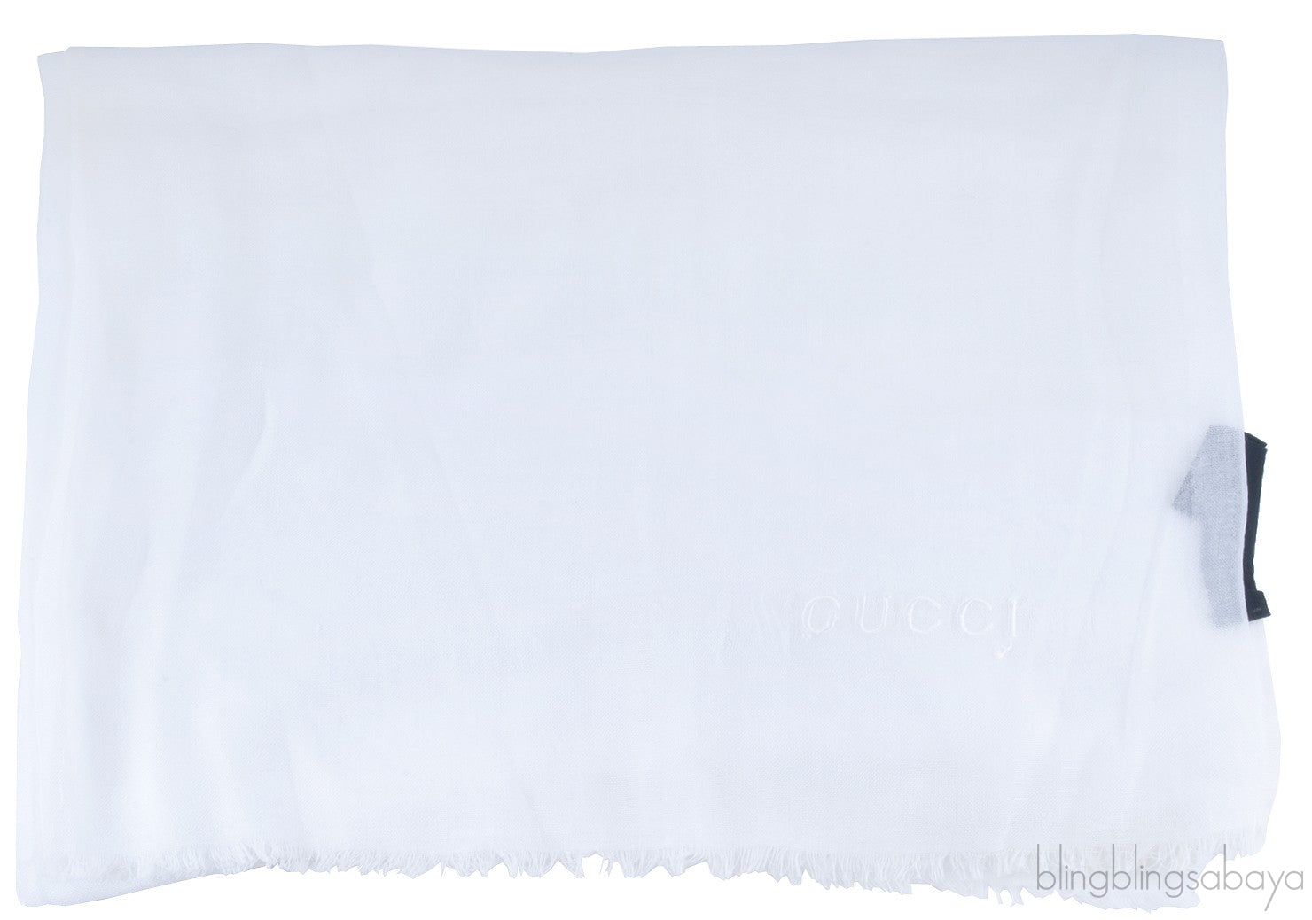 Plain White Long Rectangular Scarf