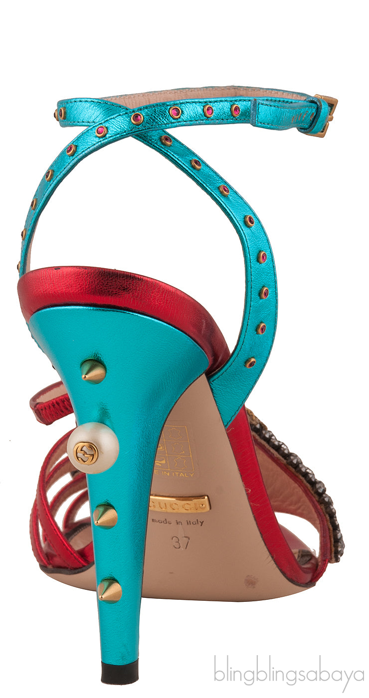Crystal Hand Applique Emb. Sandals