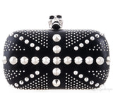 Skull Embellished Studded Box Clutch