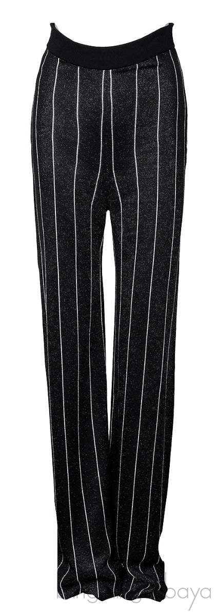 Black Stripe Knit Stretch Trouser