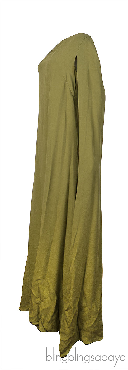 Valentino Green Silk Crepe Flared One-Shoulder Dress