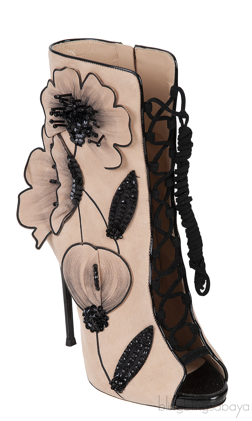 Coline Suede Floral Boots