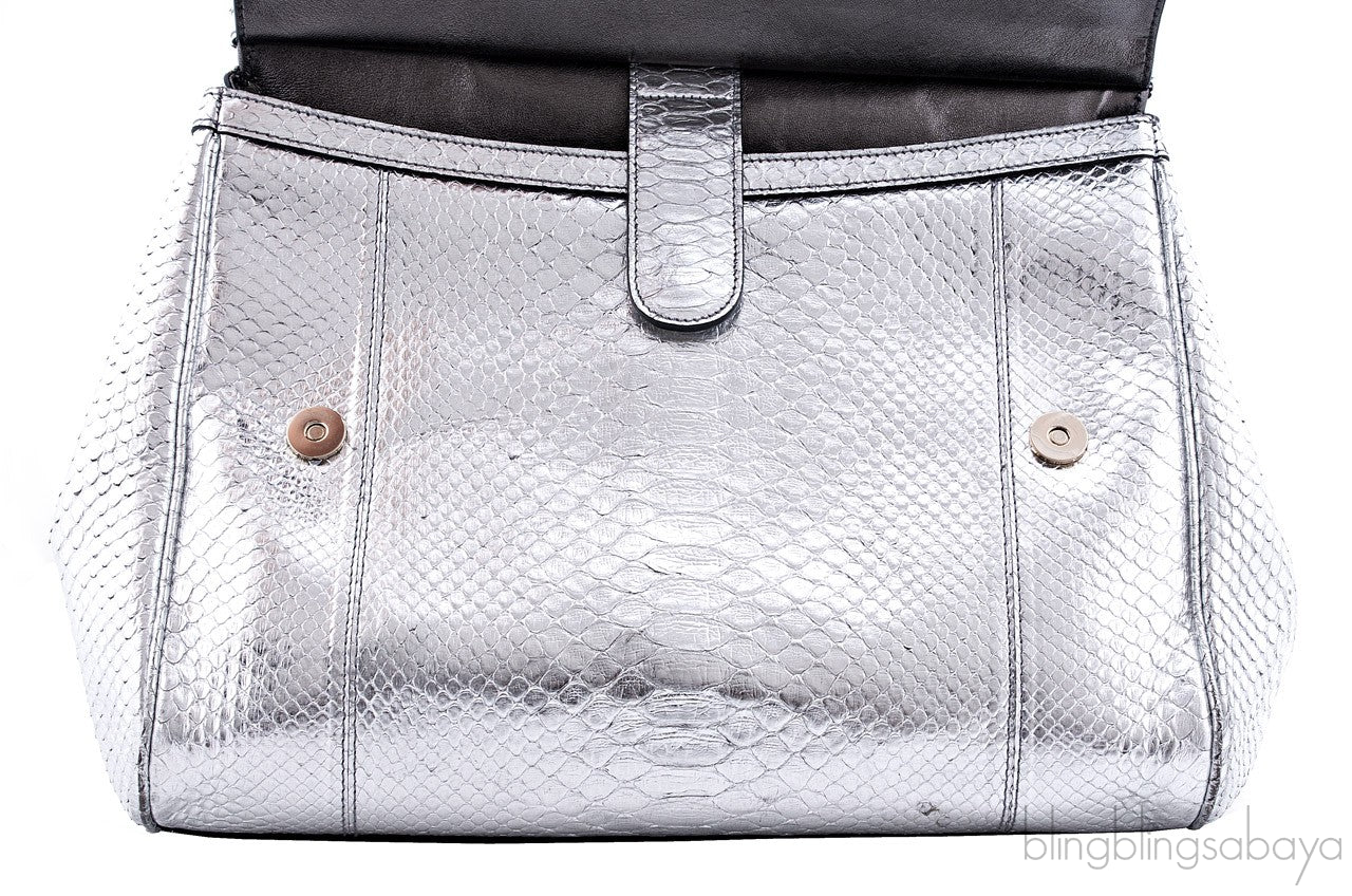 Miss Sicily Satchel Silver Python