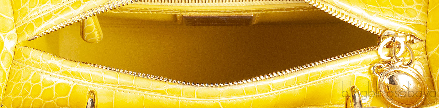 Lady Dior Yellow Crocodile Medium Bag