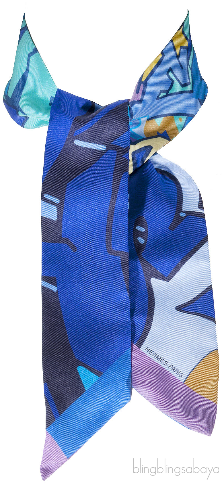 Graff Multicolor Blue Silk Twilly