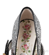 Gucci Silver Sylvie Glitter Crystal Heels