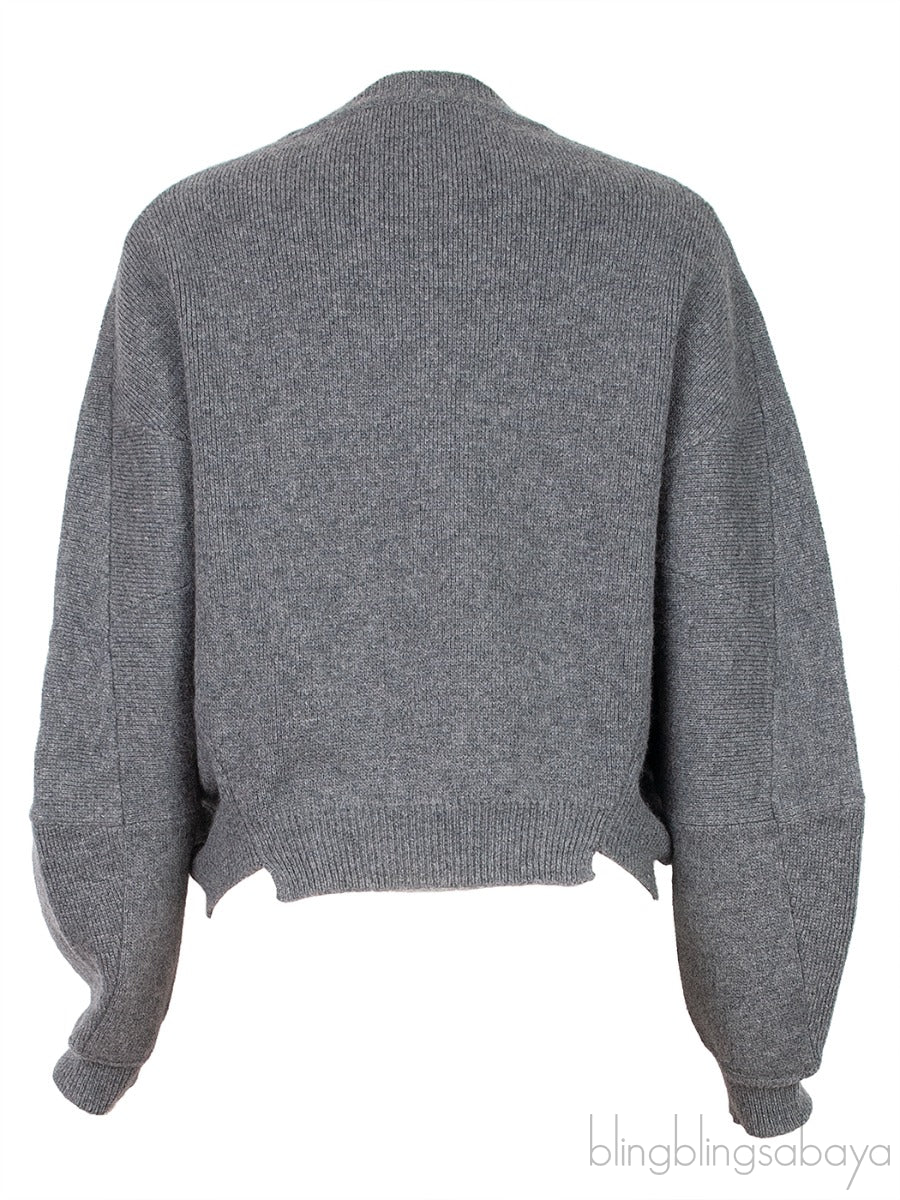 Grey Knitted Wool & Alpaca Sweater