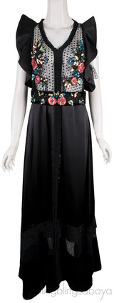 Sequin Embellished Black Maxi Dress
