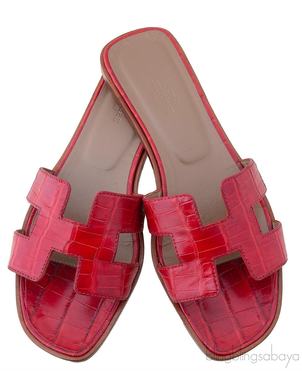 Oran Sandals Red Crocodile