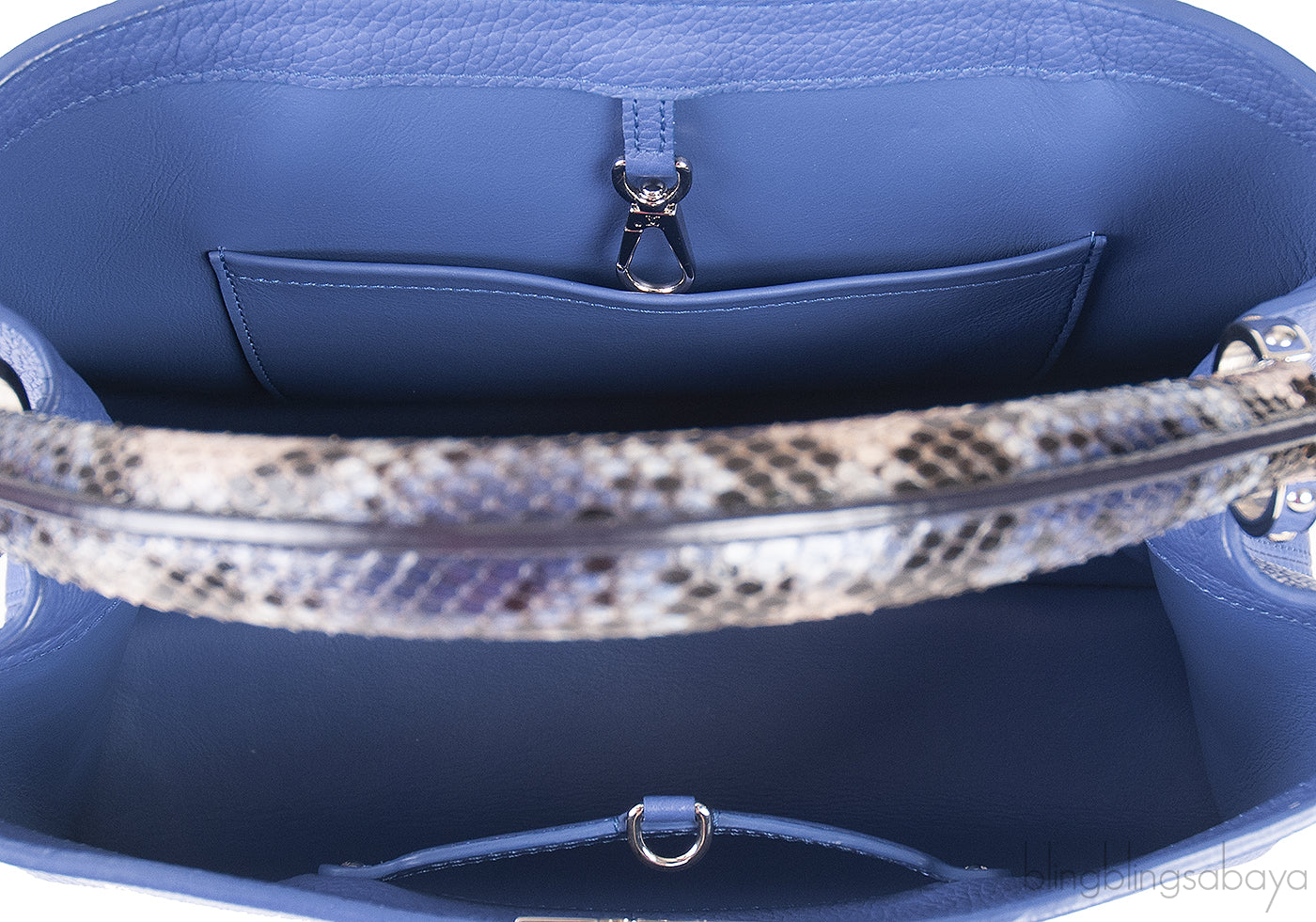 Louis Vuitton Blue Capucine Python Handle Bag