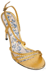 Metallic Gold Braided Strappy Sandals