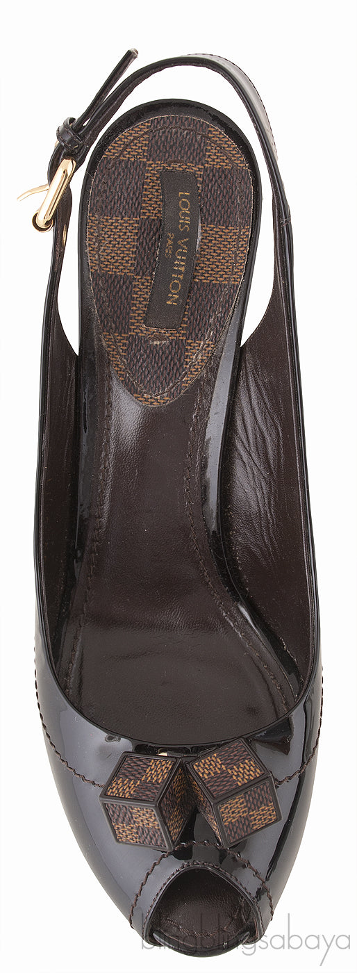 Damier Ebene Slingback Heels