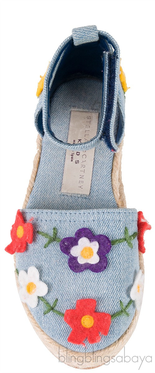 Blue Denim Floral Kids Espadrille