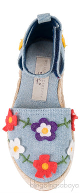 Blue Denim Floral Kids Espadrille