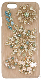 Crystal Embellished Beige Iphone Case