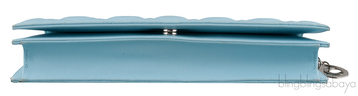 Light Blue Quilted Cannage Clutch
