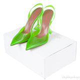 AMINA MUADDI Holli 95 PVC Glass Green Slingback Pumps