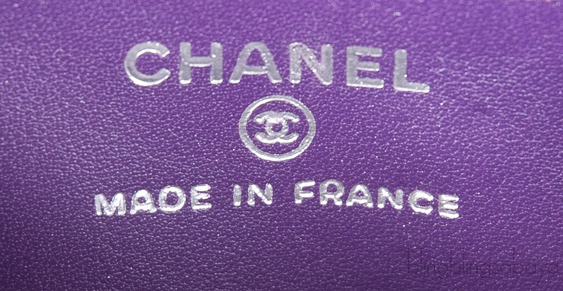 Chanel Purple Crocodile Phone Chain Pouch