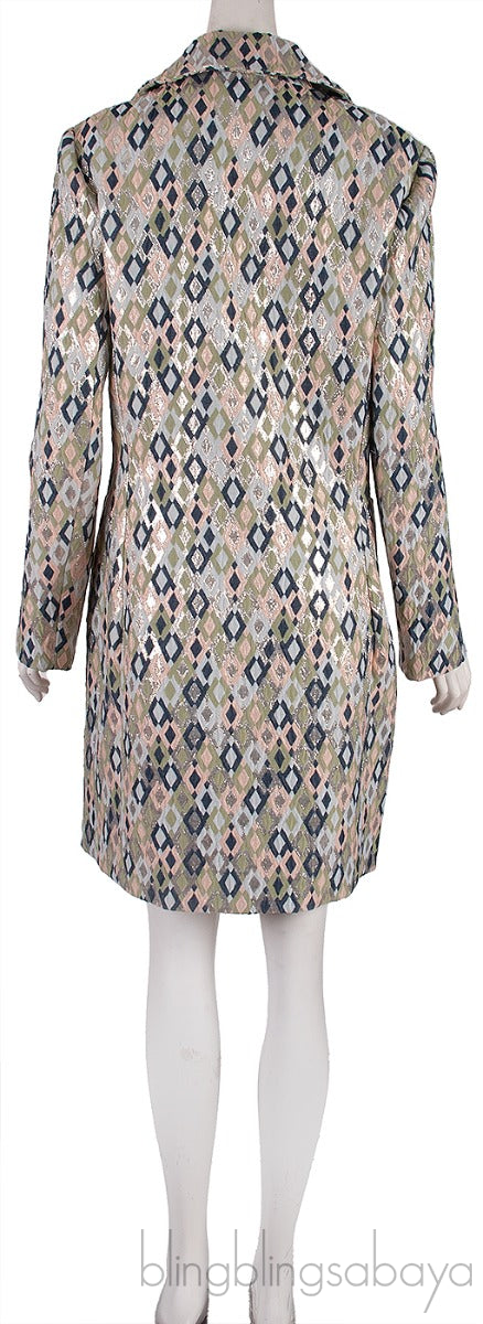 Green Lurex Multicolor Open Coat